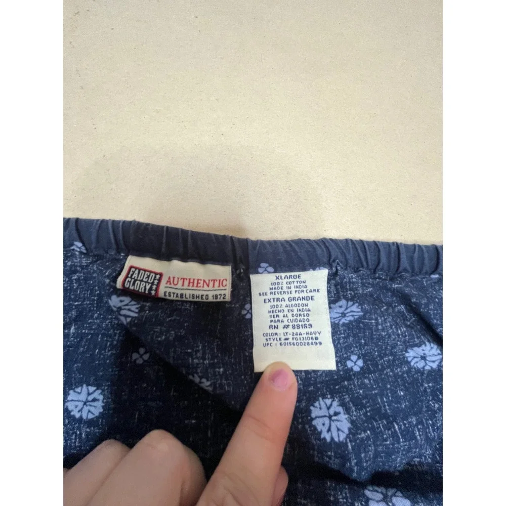 Faded Glory Womens XL Navy Blue Cotton Floral Paisley Print Mini Skirt Y2K‎